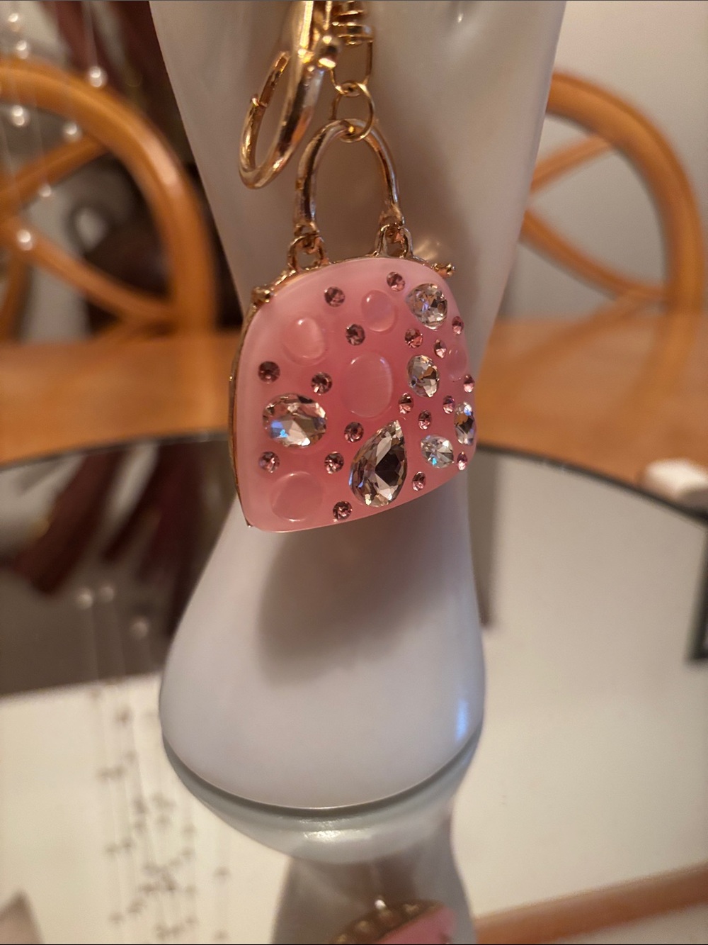 NWOT Unbranded Pink Bejeweled Bag Charm/Key Chain